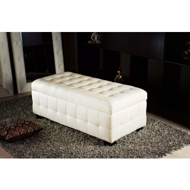 Diamond Sofa Zen Collection Bonded Leather Lift Top Tufted Storage Trunk  Hover