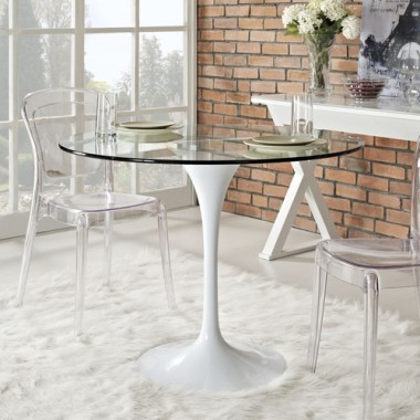 Modway Lippa 40" Dining Table in Clear