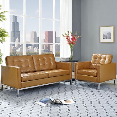 Modway Loft Loveseat Leather 2 Piece Set Hover