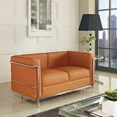 Modway Charles Petite Loveseat Leather Hover