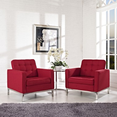 Modway Loft Armchair Set of 2 in Blue Tweed Hover