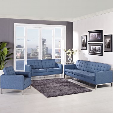 Modway Loft Armchair Loveseat and Sofa Set of 3 Hover