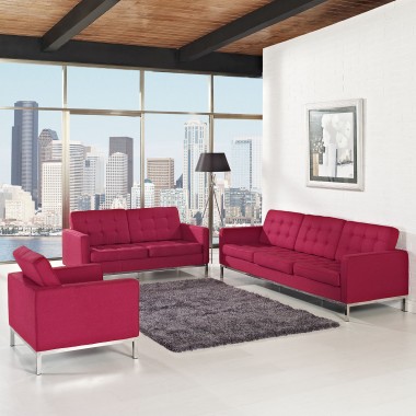 Modway Loft Armchair Loveseat and Sofa Set of 3 Hover