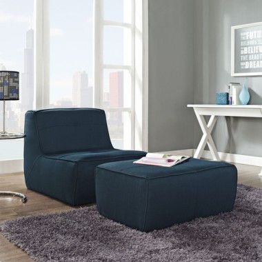 Modway Align 2 Piece Upholstered Armchair and Ottoman Set