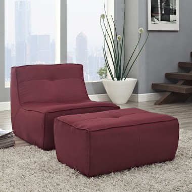 Modway Align 2 Piece Upholstered Armchair and Ottoman Set Hover