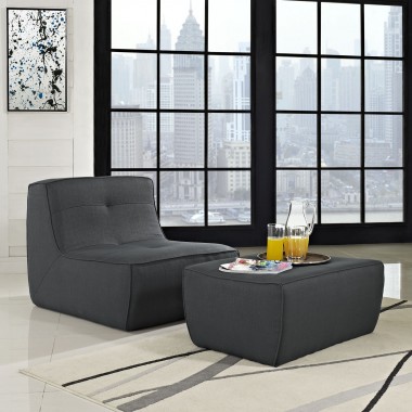 Modway Align 2 Piece Upholstered Armchair and Ottoman Set Hover