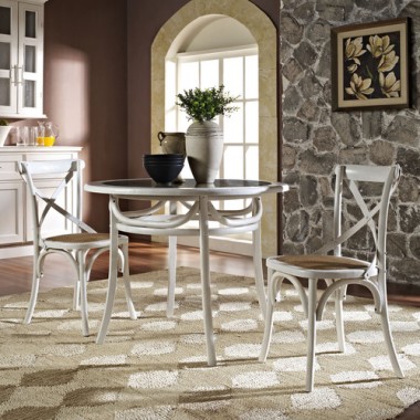 Modway Gear Dining Side Chair Set of 2 in White
