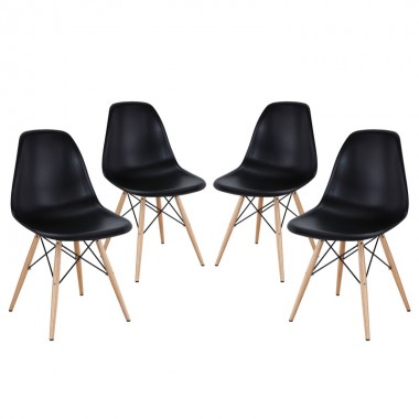 Modway Pyramid Dining Side Chairs Set of 4 in Black Hover