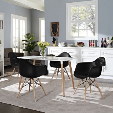 Modway Pyramid Dining Side Chairs Set of 4 in Black Hover