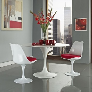 Modway Lippa Dining Side Chair Set of 2 in Red