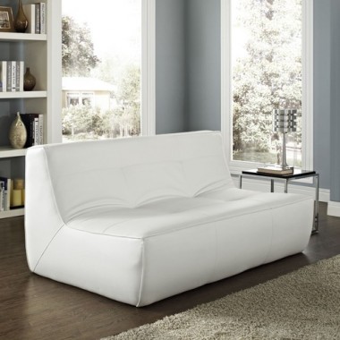 Modway Align Leather Loveseat in White