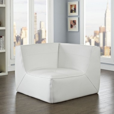 Modway Align Leather Corner Sofa in White