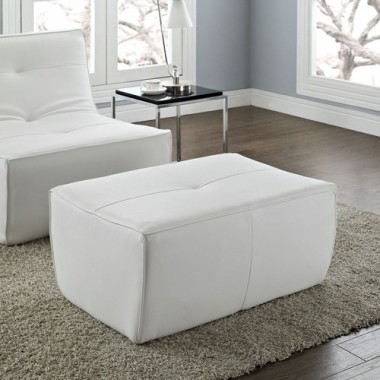 Modway Align Leather Ottoman in White