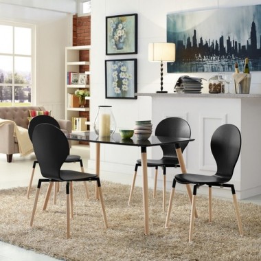 Modway Path Dining Chairs and Table Set of 5