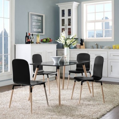 Modway Stack Wood Dining Chairs Set of 4
