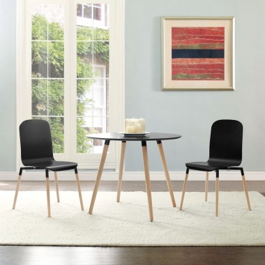 Modway Stack Wood Dining Chairs and Table Set of 3 Hover