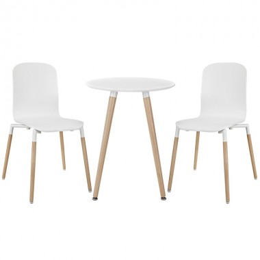 Modway Stack Wood Dining Chairs and Table Set of 3 Hover
