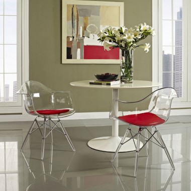 Modway Pyramid Dining Armchair in Red Hover