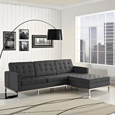 Modway Loft Right-Arm Sectional Sofa in Dark Gray