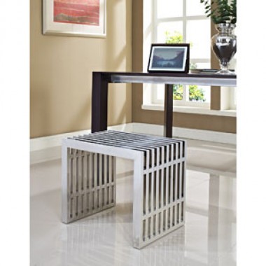 Modway Gridiron Small Bench in Silver