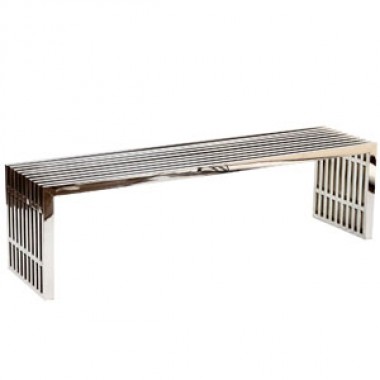 Modway Gridiron Large Bench in Silver Hover