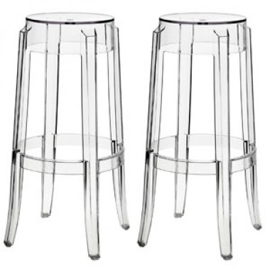Modway Casper Bar Stools Set of 2 in Clear