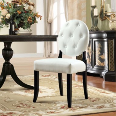 Modway Button Dining Chairs Set of 2 in White