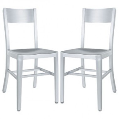 Modway Milan Dining Chairs Set of 2 in Silver