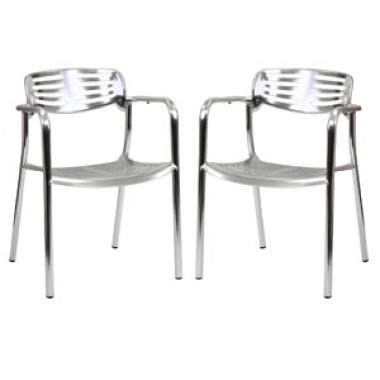 Modway Ohio Dining Chairs Set of 2 in Silver