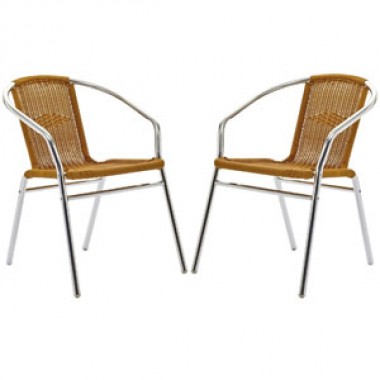 Modway Bistro Dining Chairs Set of 2 in Natural