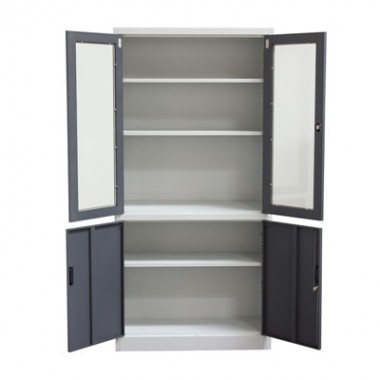Diamond Sofa 4-Door 5-Shelf Bookcase with Tempered Glass Door Front & Key Lock Entry Hover