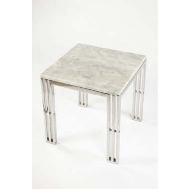 Control Brand End Table With Carrara Marble and Stainless Steel Frame Hover