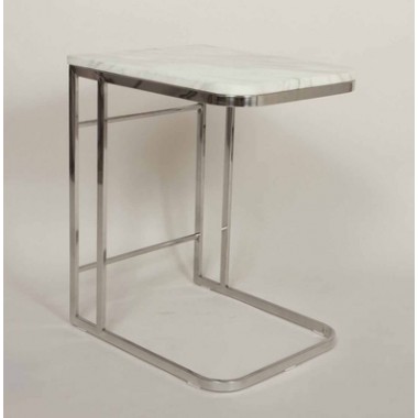 Control Brand Carrara Marble Side Table With Stainless Steel Frame