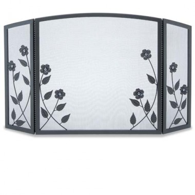 Fireside America Napa Forge 3 Panel Forged Floral Screen - Black Hover
