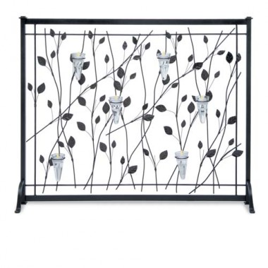 Fireside America Napa Forge Single Panel Leaf/Scone Tea Light Summer Screen - Black Hover