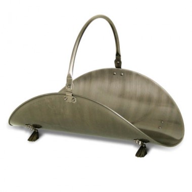 Fireside America Napa Forge Kentfield Oval Wood Basket - Pewter Hover