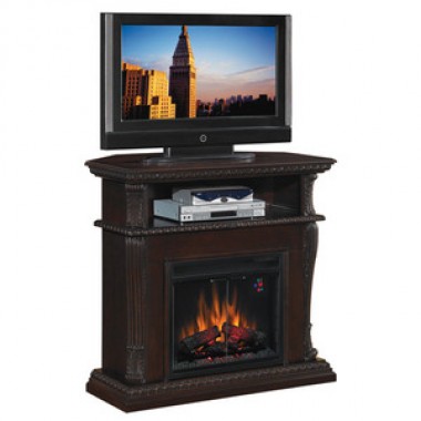 Fireside America Classic Flame 23 Inches Corinth 2 In 1 Media Center with Electric Fireplace - Burnished Walnut