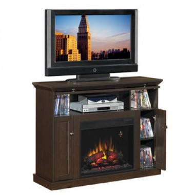 Fireside America Classic Flame 23 Inches Windsor 2 In 1 Media Center with Electric Fireplace - Oak Espresso