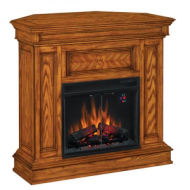Fireside America Classic Flame 23 Inches Phoenix Dual Corner/Wall Electric Fireplace - Premium Oak