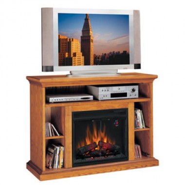 Fireside America Classic Flame 23 Inches Beverly Media Center With Electric Fireplace - Premium Oak