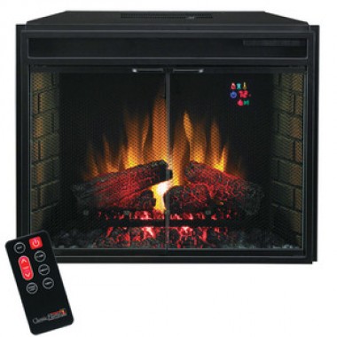 Fireside America Classic Flame 28 Inches Electric Fireplace with Glass Doors and Remote Control