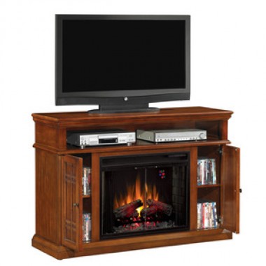 Fireside America Classic Flame 28 Inches Carmel Home Theater with Electric Fireplace - Premium Pecan Cherry
