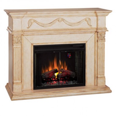Fireside America Classic Flame 28 Inches Gossamer Electric Fireplace - Antique Ivory