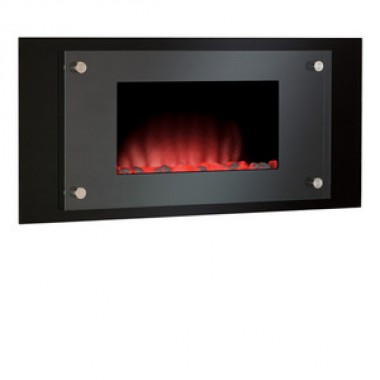 Fireside America Classic Flame 35 Inches Harmony Fire Display - Wall Hanging Fireplace - Black with Stainless Steel Accents