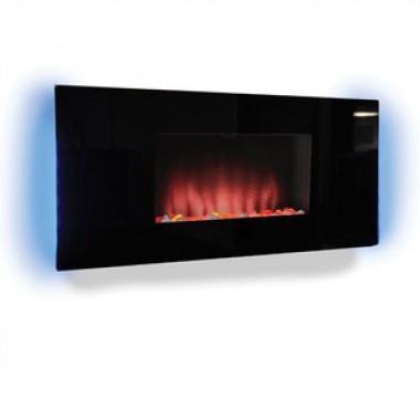 Fireside America Classic Flame 35 Inches Zen Fire Display - Wall Hanging Fireplace - Gloss Black