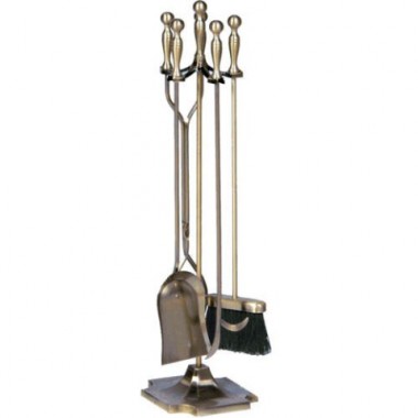 Fireside America UniFlame 5 Piece Ball Tool Set with Pyramid Base - Plated Antique Brass Hover
