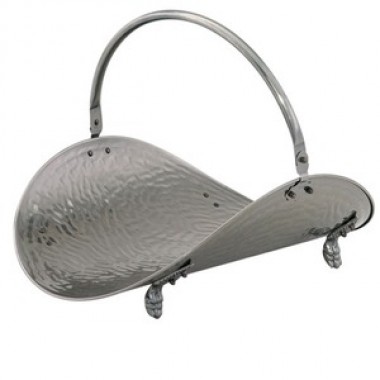 Fireside America Oval Wood Basket - Plated Antique Brass