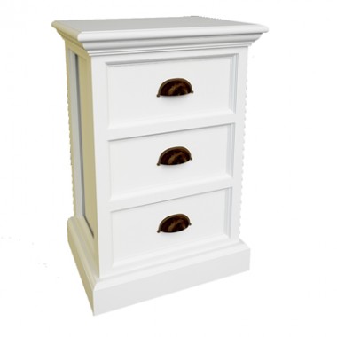 Nova Solo HALIFAX White Mahogany Nightstand with 3 Drawers Hover
