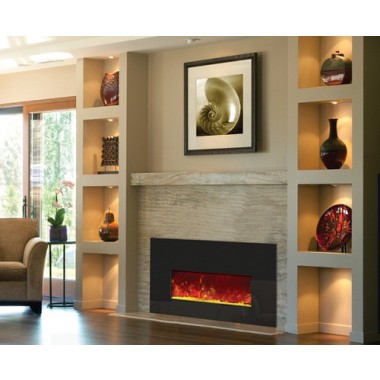 Amantii Small Insert Electric Fireplace w/ Black Glass Surround