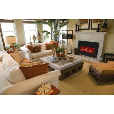 Amantii Large Insert Electric Fireplace w/ Black Glass Surround